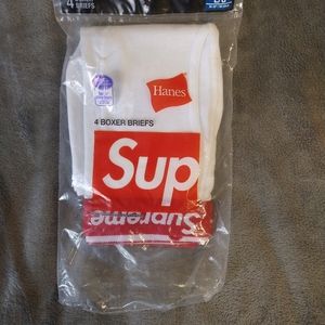 Supreme x hanes white boxer briefs